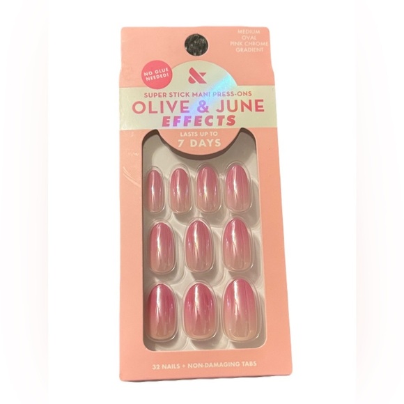 Olive & June Other - Olive & June Effects Super Stick Mani Press-Ons Medium Oval Pink Chrome Gradient